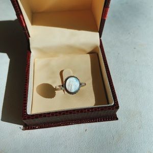 Sterling silver and white opal ring